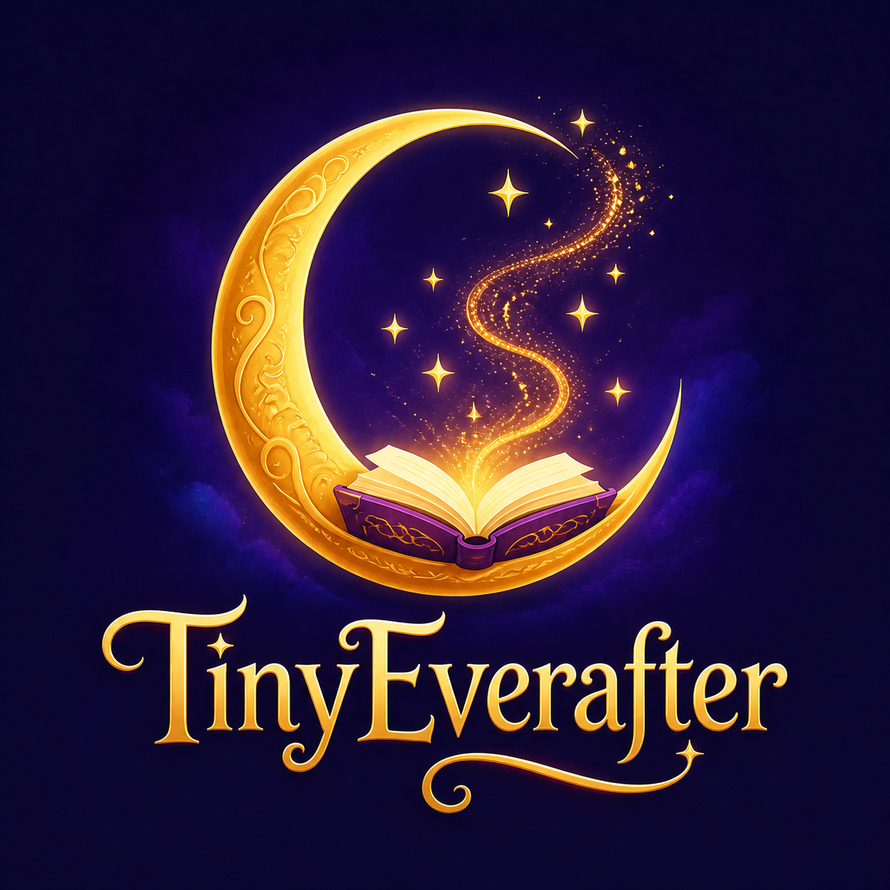 TinyEverafter golden crescent moon and enchanted book